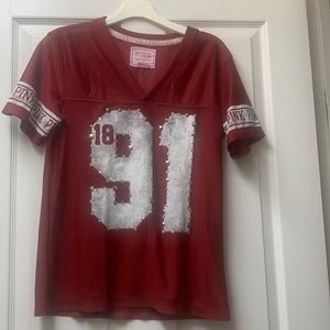 Pink Victoria’s Secret Burgundy Studded Jersey Tee